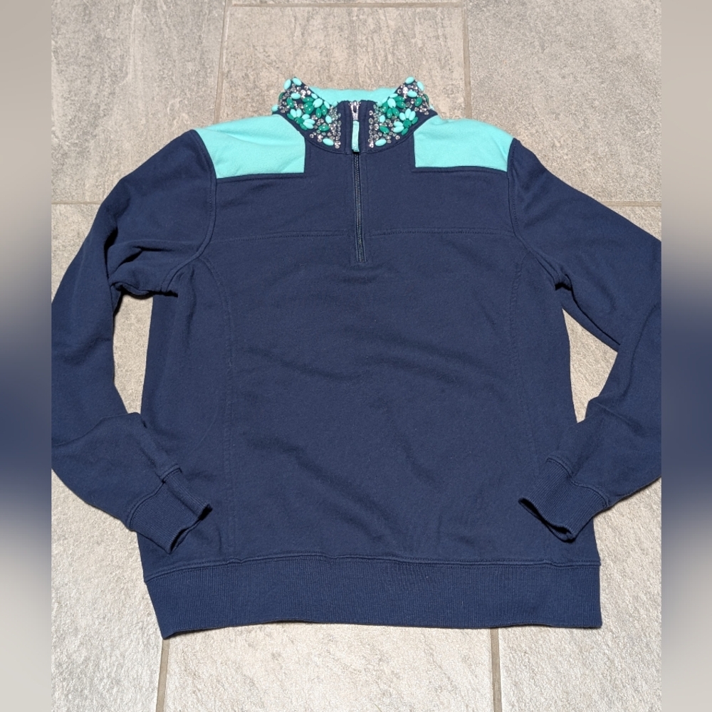 Vineyard Vines Women’s Jeweled Collar Navy Blue Sweater Shirt Top Size S